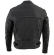 Milwaukee Leather LKM1785 Mens Black Leather Racer Style Motorcycle Jacket w/ Side Stretch and Reflective Piping