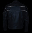 Milwaukee Leather LKM1785 Mens Black Leather Racer Style Motorcycle Jacket w/ Side Stretch and Reflective Piping