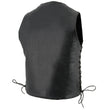 Milwaukee Leather LKM3701 Men's Black Leather Classic V-Neck Motorcycle Rider Vest w/ Buffalo Snaps and Side Laces