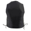 Milwaukee Leather LKM3701 Men's Black Leather Classic V-Neck Motorcycle Rider Vest w/ Buffalo Snaps and Side Laces