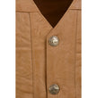 Milwaukee Leather LKM3702 Men's Saddle Leather Classic V-Neck Western Style Motorcycle Rider Vest w/ Buffalo Snaps