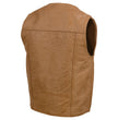 Milwaukee Leather LKM3702 Men's Saddle Leather Classic V-Neck Western Style Motorcycle Rider Vest w/ Buffalo Snaps