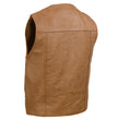 Milwaukee Leather LKM3702 Men's Saddle Leather Classic V-Neck Western Style Motorcycle Rider Vest w/ Buffalo Snaps