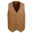 Milwaukee Leather LKM3702 Men's Saddle Leather Classic V-Neck Western Style Motorcycle Rider Vest w/ Buffalo Snaps