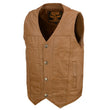 Milwaukee Leather LKM3702 Men's Saddle Leather Classic V-Neck Western Style Motorcycle Rider Vest w/ Buffalo Snaps