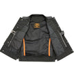Milwaukee Leather LKM3712 Men's Black Leather Club Style Motorcycle Rider Vest w/ Front Snap/Zipper and Side Lace