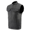 Milwaukee Leather LKM3713 Men's Black Leather Club Style Motorcycle Rider Vest W/ Dual Closure Zipper and Snaps