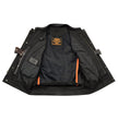 Milwaukee Leather LKM3713 Men's Black Leather Club Style Motorcycle Rider Vest W/ Dual Closure Zipper and Snaps