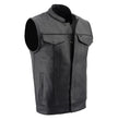 Milwaukee Leather LKM3713 Men's Black Leather Club Style Motorcycle Rider Vest W/ Dual Closure Zipper and Snaps