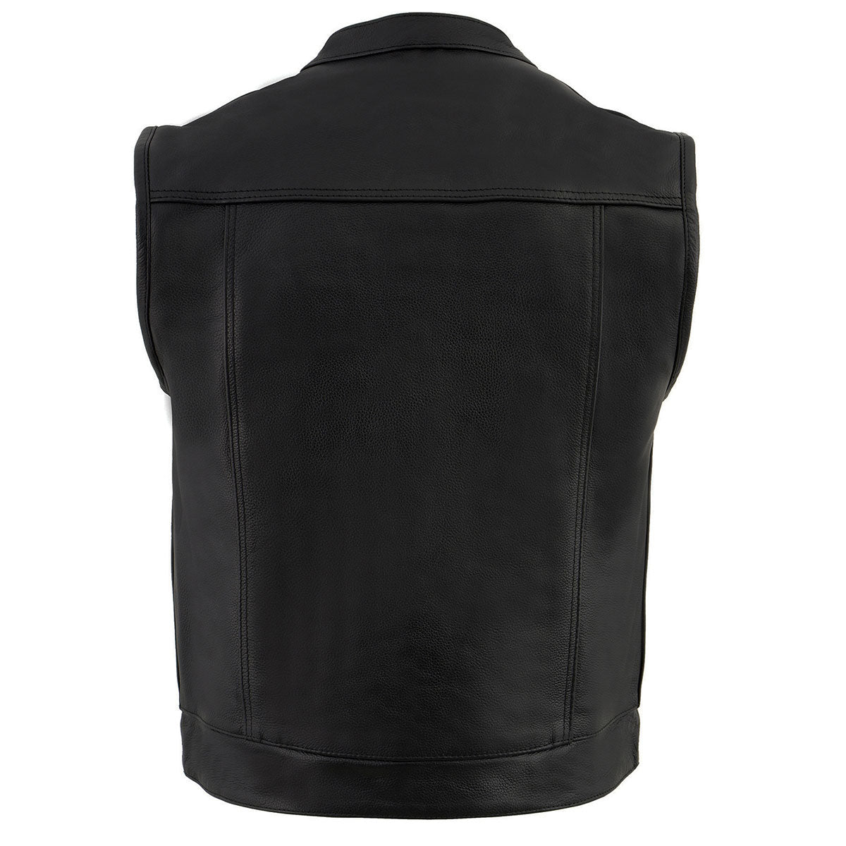 Milwaukee Leather LKM3720 Men's Black Leather Club Style Motorcycle Rider Vest with Concealed Snap Button Closure