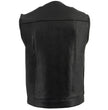 Milwaukee Leather LKM3721 Men's Black Leather Collarless Club Style Motorcycle Rider Vest w/Concealed Snap Closure