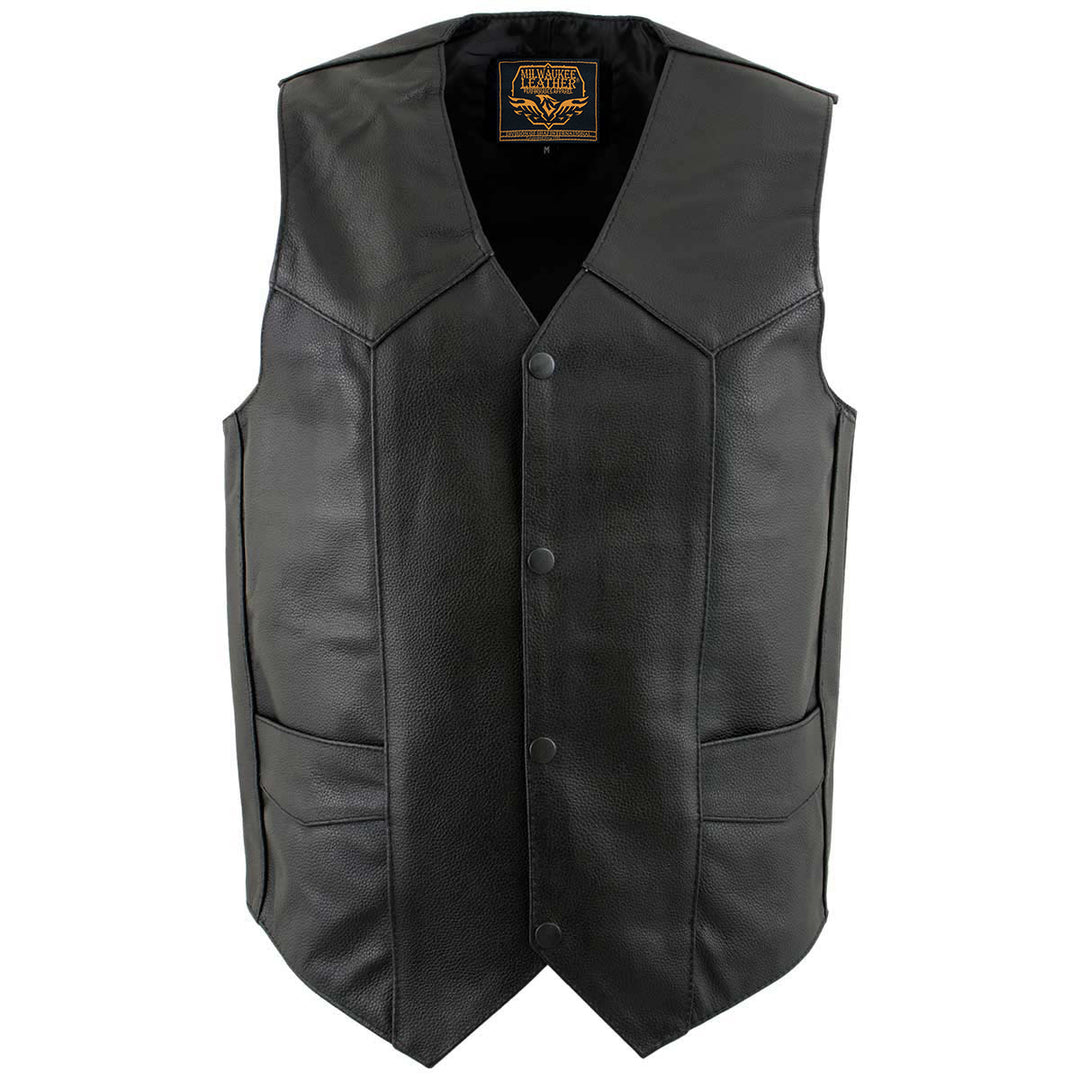 Milwaukee Leather Men's Black Western Style Style Motorcycle Vest - LKM3775