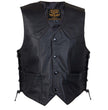 Milwaukee Leather Men's Black Classic Western Style Side Laced Motorcycle Leather Vest - LKM3779