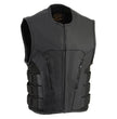 Milwaukee Leather Men's Creeper Black Triple Strap Leather Motorcycle Vest - LKM3791