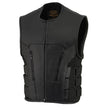 Milwaukee Leather Men's Creeper Black Triple Strap Leather Motorcycle Vest - LKM3791