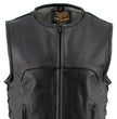 Milwaukee Leather Men's Drifter Black Collarless Buffalo Leather Motorcycle Vest - LKM3792