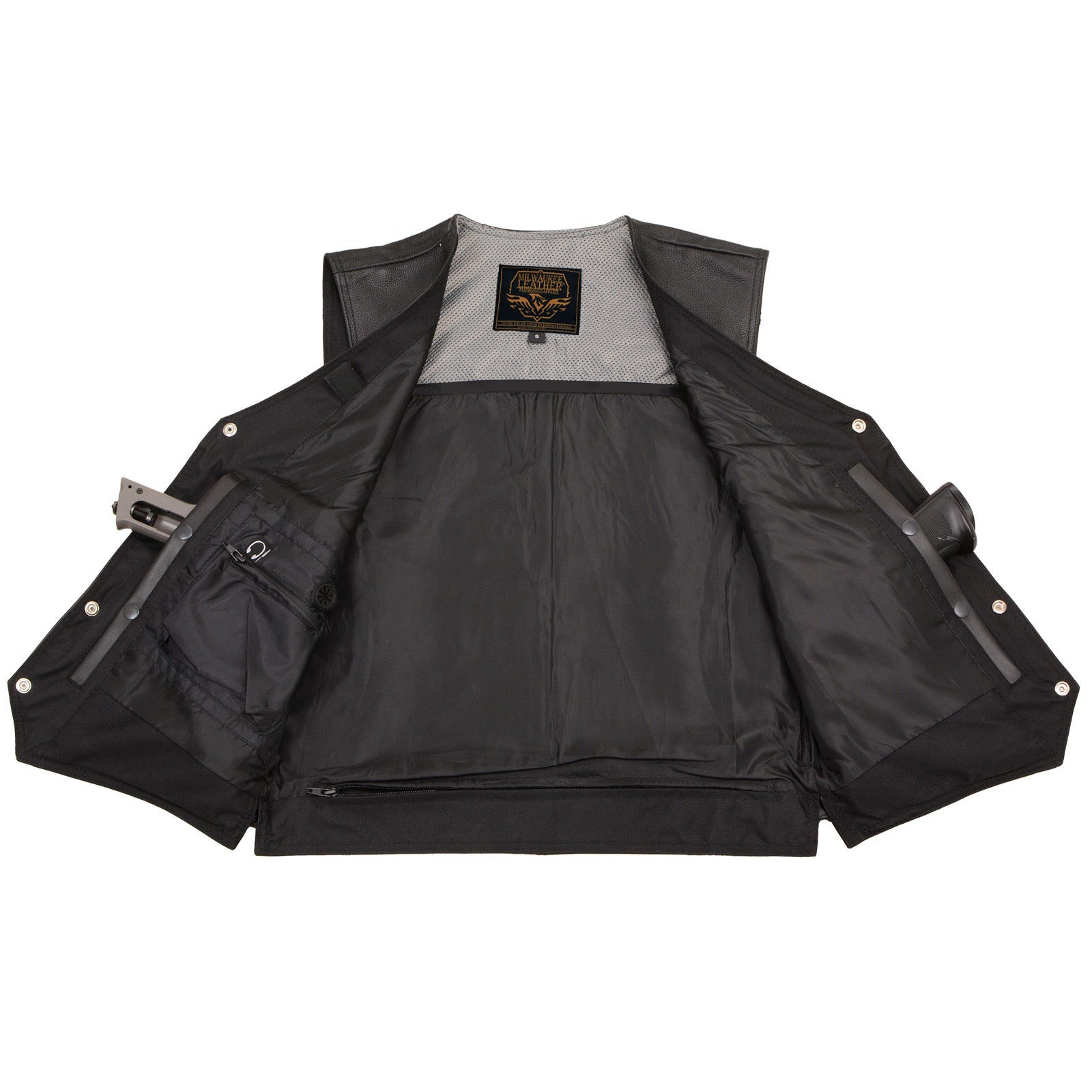 Milwaukee Leather Men's Road King Black Cowhide Leather Motorcycle Vest - LKM3793