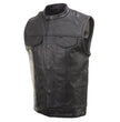 Milwaukee Leather Men's Quick Draw Black Cowhide Leather Motorcycle Vest - LKM3794