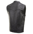 Milwaukee Leather Men's Quick Draw Black Cowhide Leather Motorcycle Vest - LKM3794