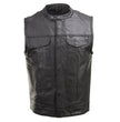 Milwaukee Leather Men's Quick Draw Black Cowhide Leather Motorcycle Vest - LKM3794