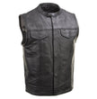 Milwaukee Leather Men's Quick Draw Black Cowhide Leather Motorcycle Vest - LKM3794