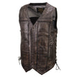 Milwaukee Leather Men's Wreck Distressed Brown Leather Motorcycle Vest - LKM3795