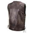 Milwaukee Leather Men's Wreck Distressed Brown Leather Motorcycle Vest - LKM3795