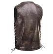 Milwaukee Leather Men's Wreck Distressed Brown Leather Motorcycle Vest - LKM3795