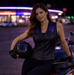 Milwaukee Leather Women's Gemma Black Leather Motorcycle Vest with Side Laces
