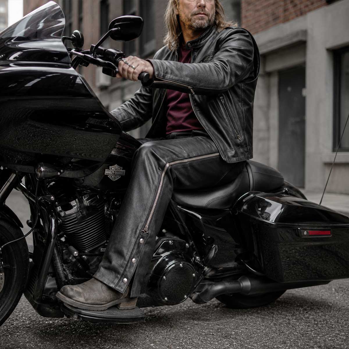 Milwaukee Leather LKM5723 Classic Black Leather Unisex Motorcycle