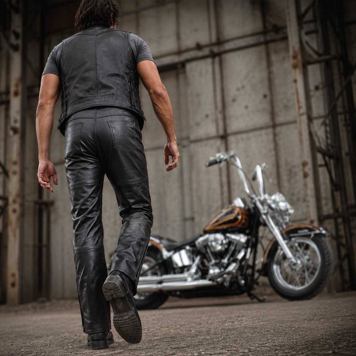 Milwaukee Leather LKM5726 Men's Black Premium Leather Motorcycle