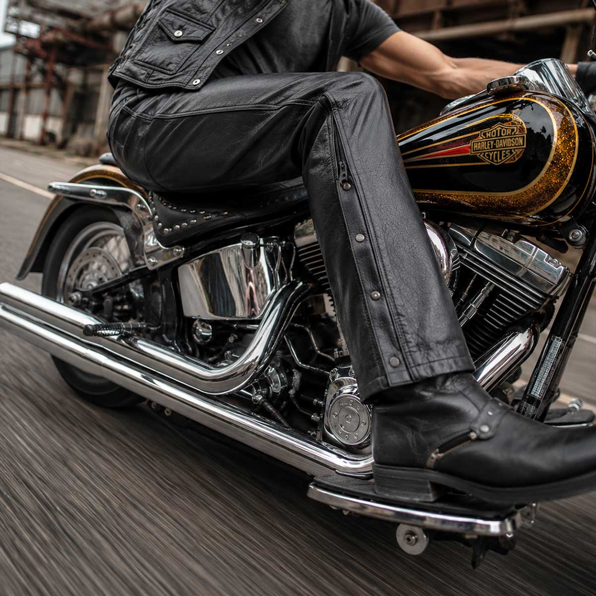 Milwaukee Leather LKM5726 Men's Black Premium Leather Motorcycle