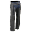 Milwaukee Leather Chaps for Men's Black Premium Leather- Classic Jean Style Pockets Motorcycle Riders Chap- LKM5781