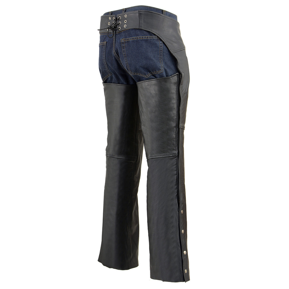 Milwaukee Leather Chaps for Men's Black Leather Dual Side Thigh