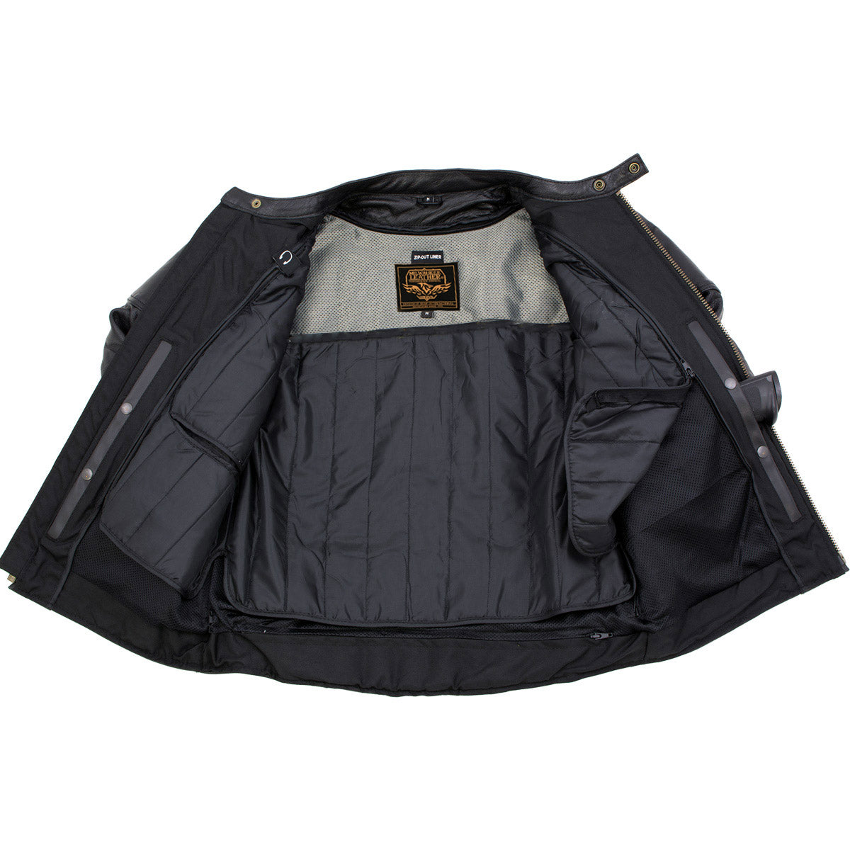 Milwaukee Leather LKM17002 Men's Premium Top Grade Black Leather Motorcycle Riders Jacket w/  Zip-Out Lining