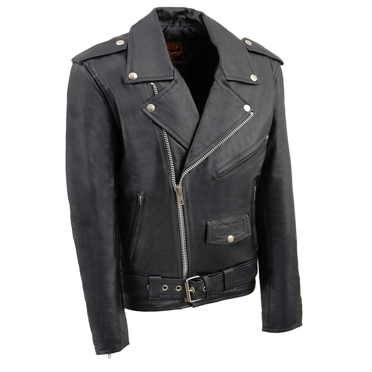 Milwaukee Leather LKY1950 Youth Size Classic Style Black Police Biker Leather Jacket