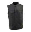 Milwaukee Leather LKY3850 Youth Size Black Leather Open Neck Club Style Motorcycle Riders Vest