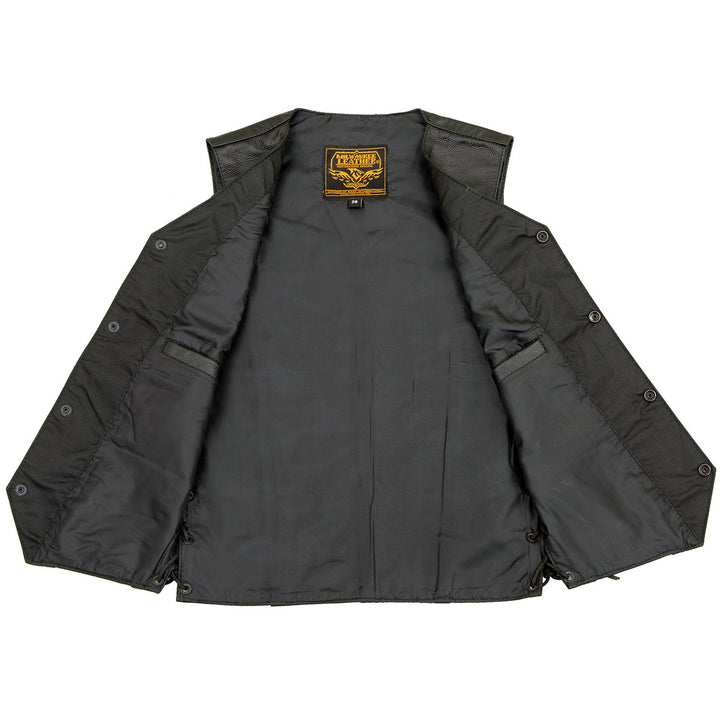 Milwaukee Leather LKY3860 Youth Size Black Leather Motorcycle Riders Vest w/ Side Lace