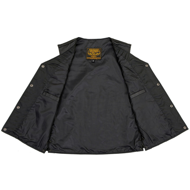 Milwaukee Leather LKY3870 Youth Size Black Leather Biker Style Vest with Snap Front and Side Laces