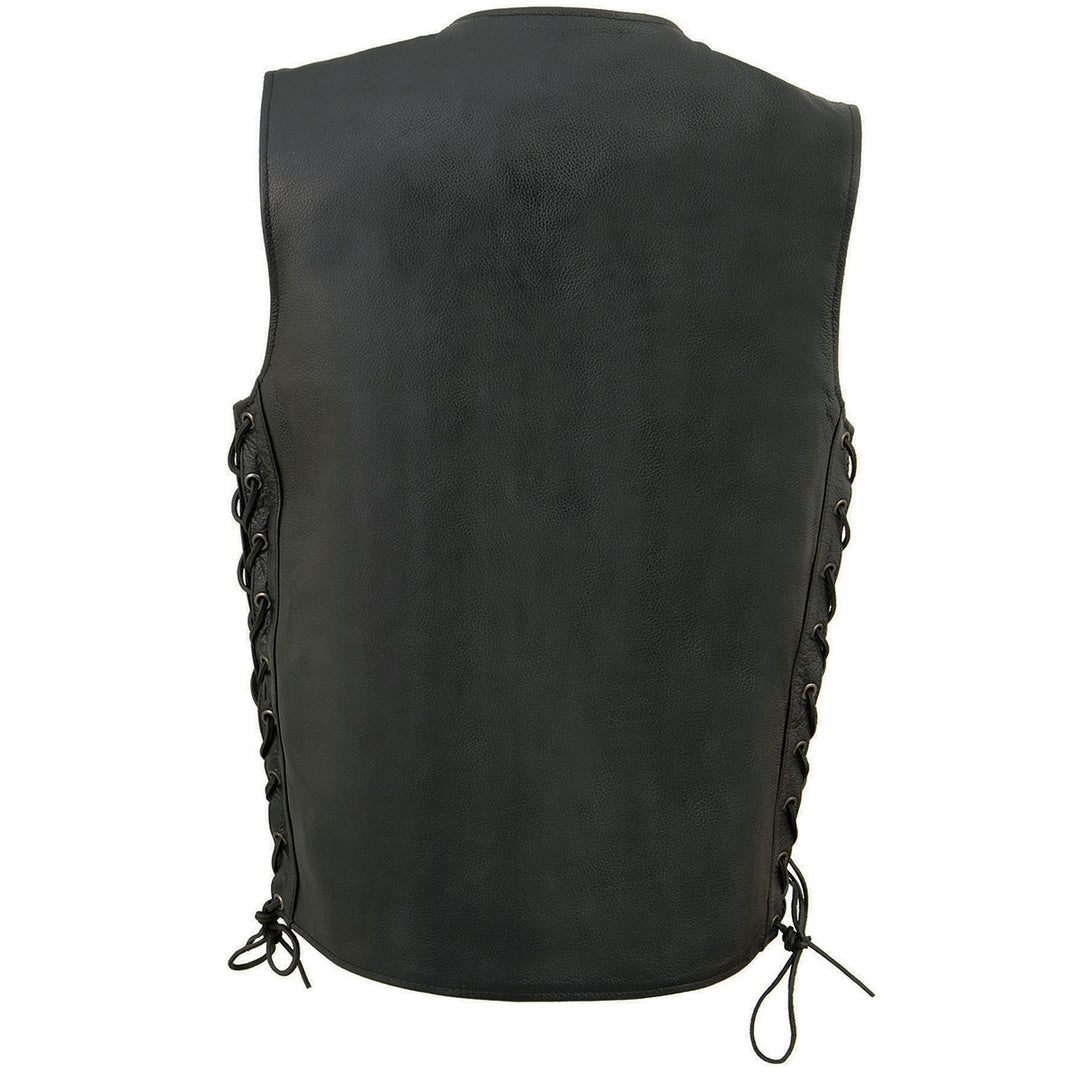 Milwaukee Leather LKY3870 Youth Size Black Leather Biker Style Vest with Snap Front and Side Laces