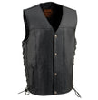 Milwaukee Leather LKY3870 Youth Size Black Leather Biker Style Vest with Snap Front and Side Laces