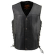 Milwaukee Leather LKY3870 Youth Size Black Leather Biker Style Vest with Snap Front and Side Laces