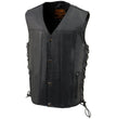 Milwaukee Leather LKY3870 Youth Size Black Leather Biker Style Vest with Snap Front and Side Laces