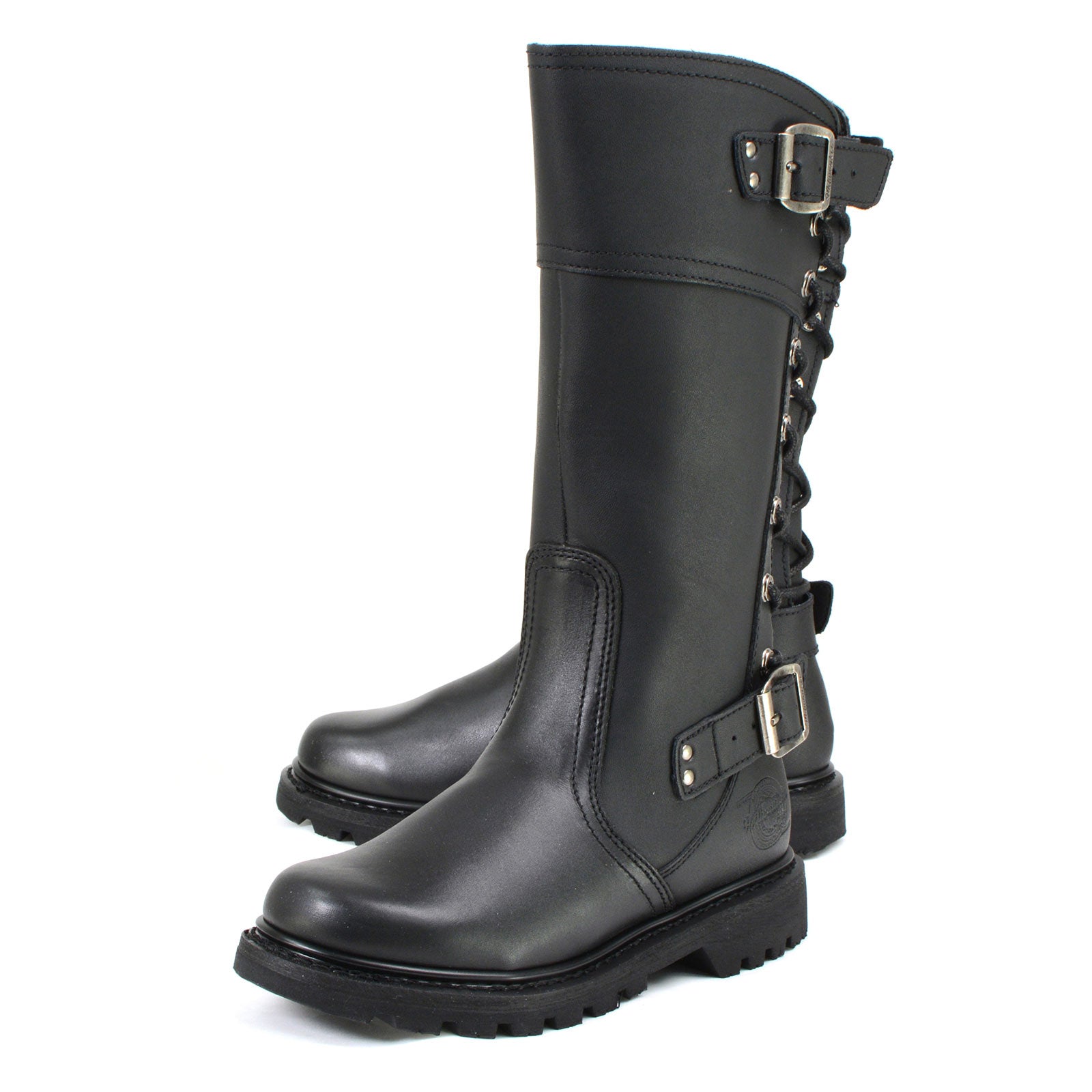 MMCC MB255 Women's Dream Girl Black Leather Biker Boots - Riding