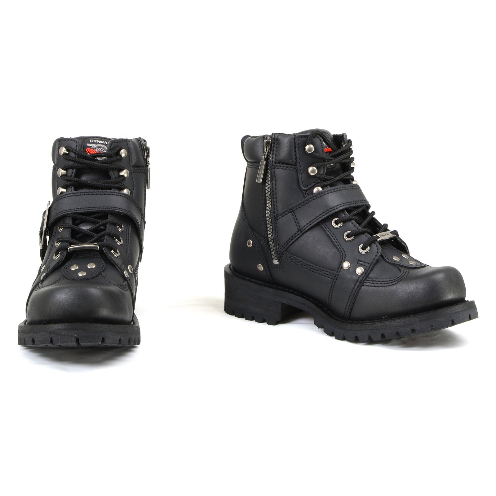 MMCC Men's Road Captain Black Leather Motorcycle Boots - MB433