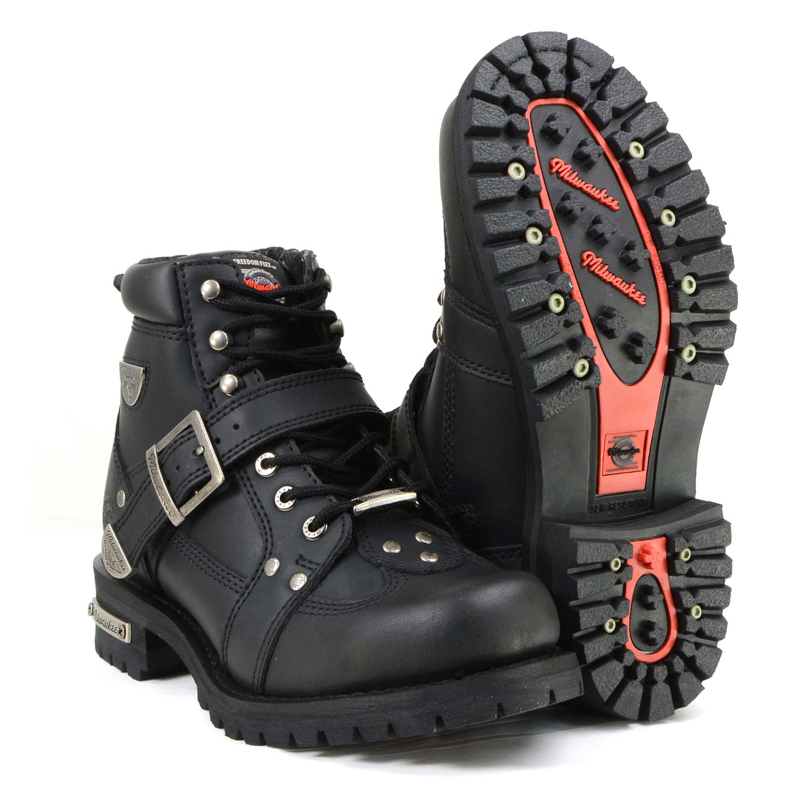 Milwaukee Motorcycle Clothing Co. Men's Black Motorcycle Boots, MB433EEE