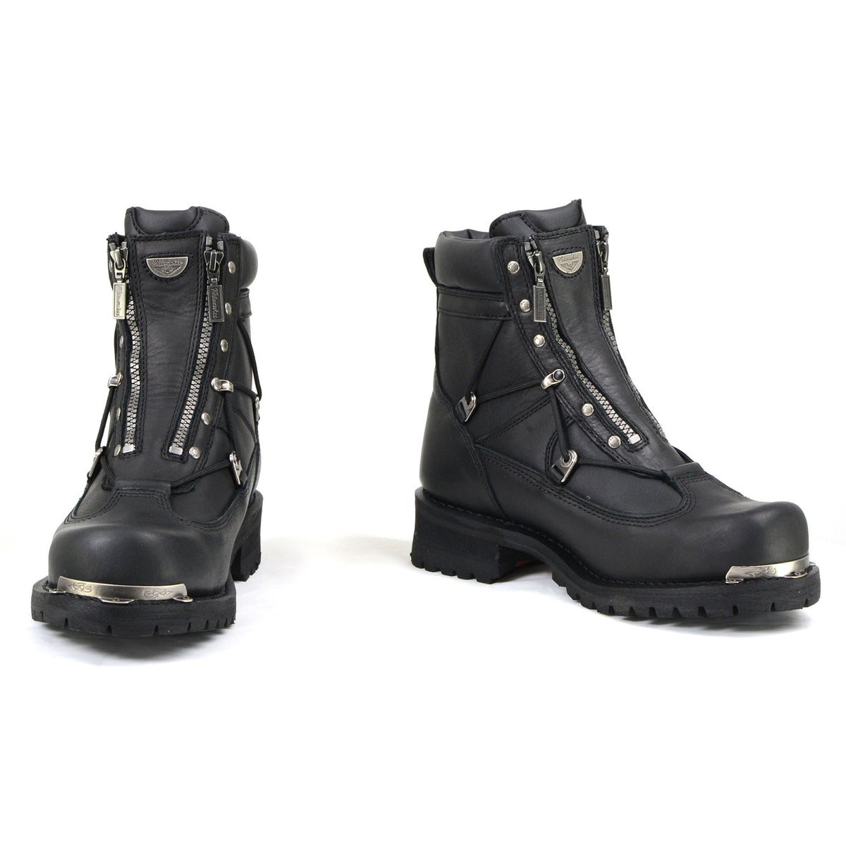 MMCC Men's Throttle Black Leather Motorcycle Boots - EEE Width - MB440EEE