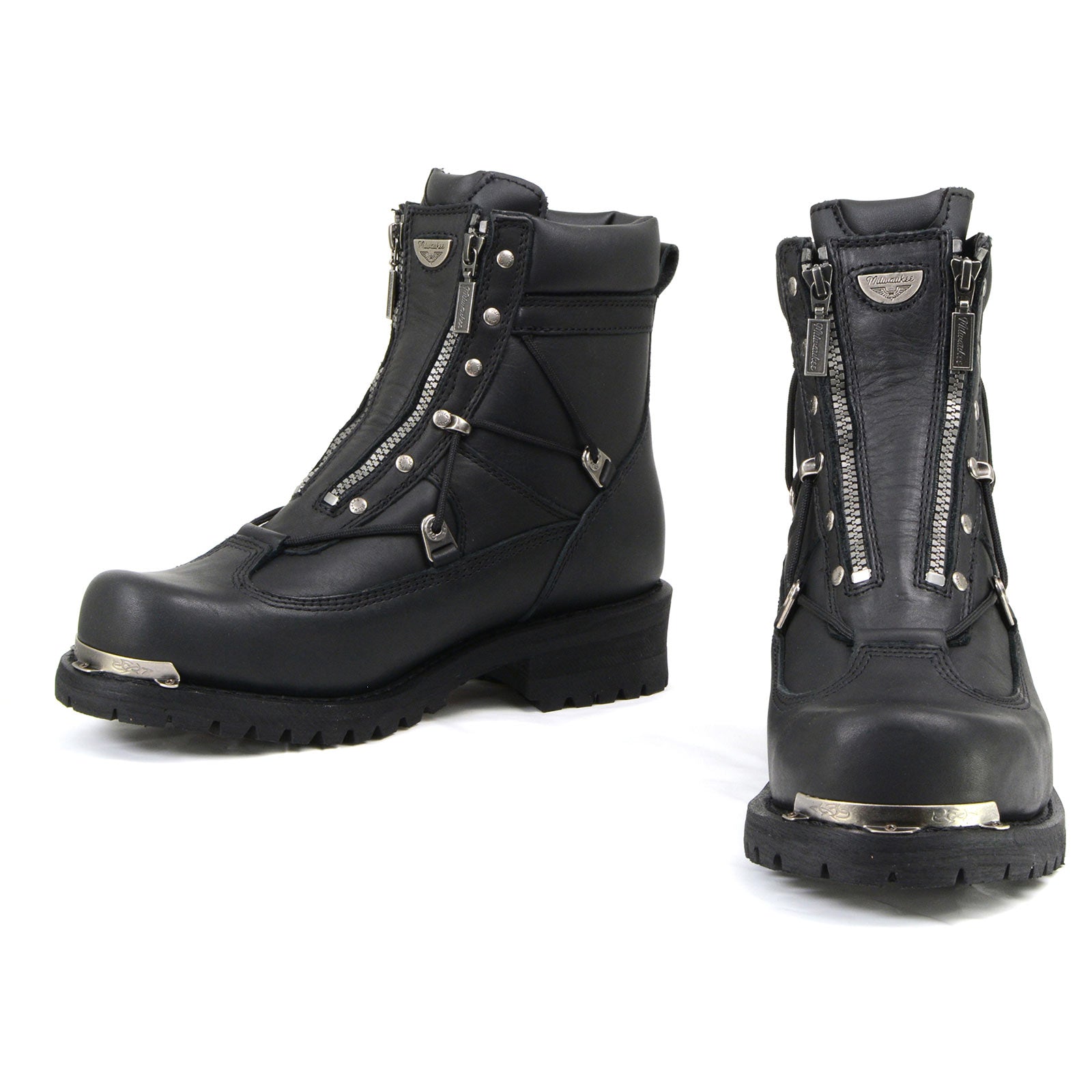 MMCC Men's Throttle Black Leather Motorcycle Boots - EEE Width - MB440EEE