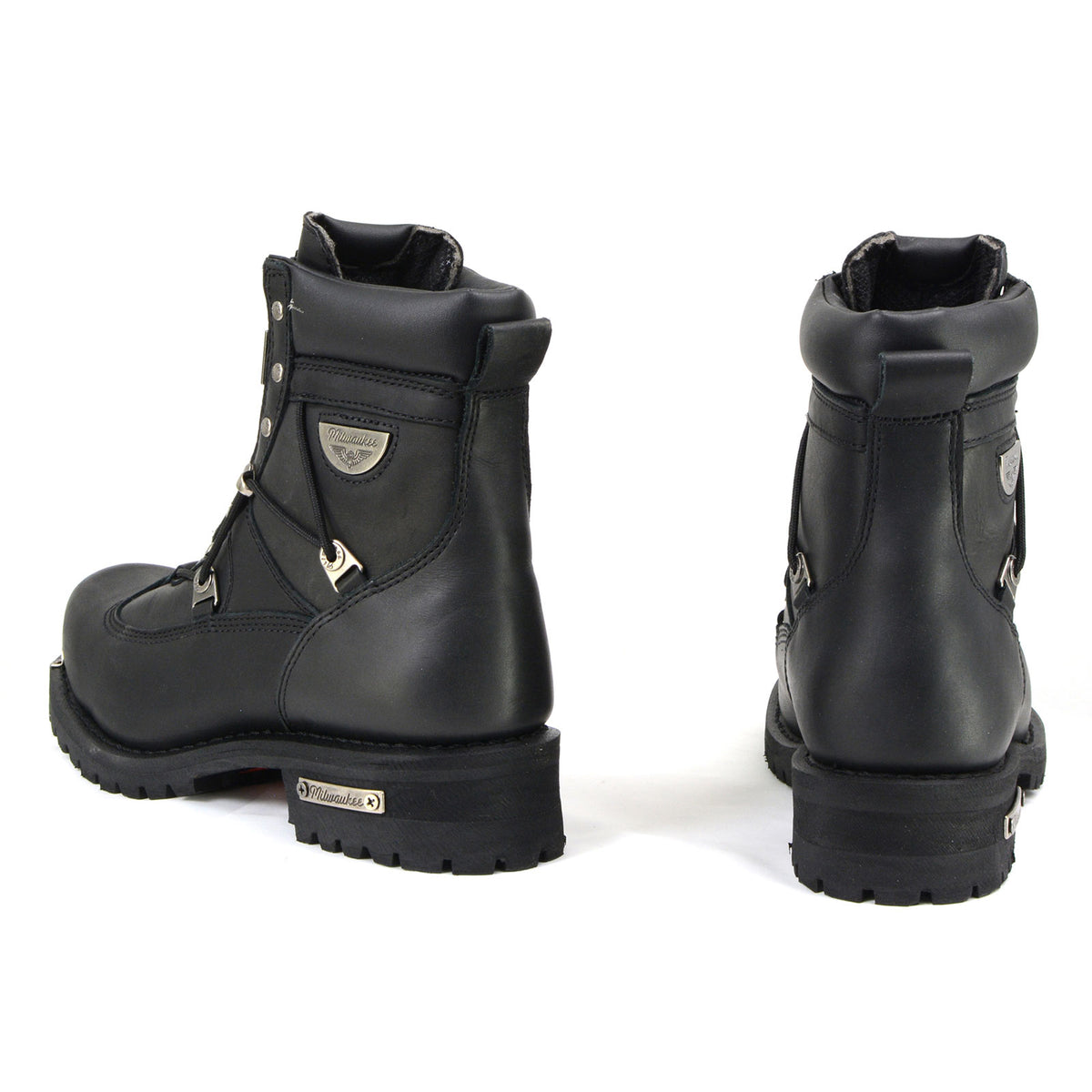 MMCC Men's Throttle Black Leather Motorcycle Boots - MB440
