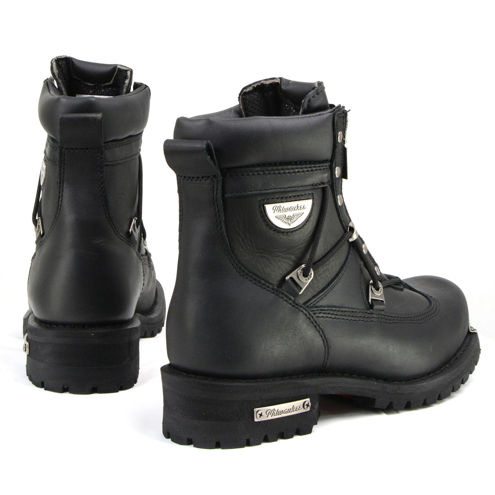 MMCC Men's Throttle Black Leather Motorcycle Boots - EEE Width - MB440EEE